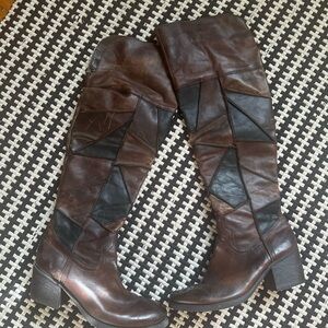 Carlos Santana Brown and Black Women's over the Knee Boots